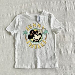 Sunny Smiles White Mickey Mouse Kids T-Shirt